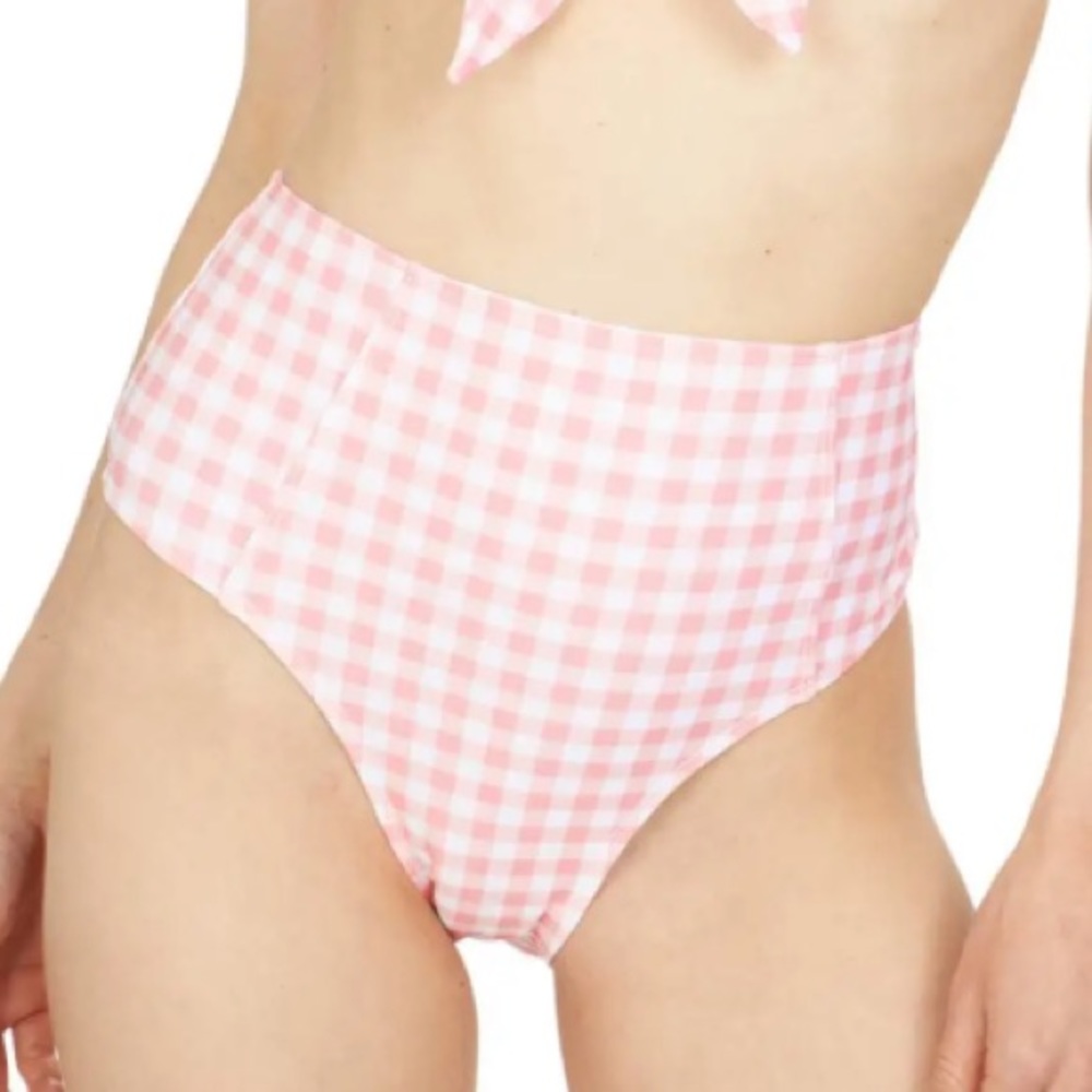 Southern Tide Swim Bottom Conch Shell Gingham High Rise Bikini Bottom Sz XS NWT